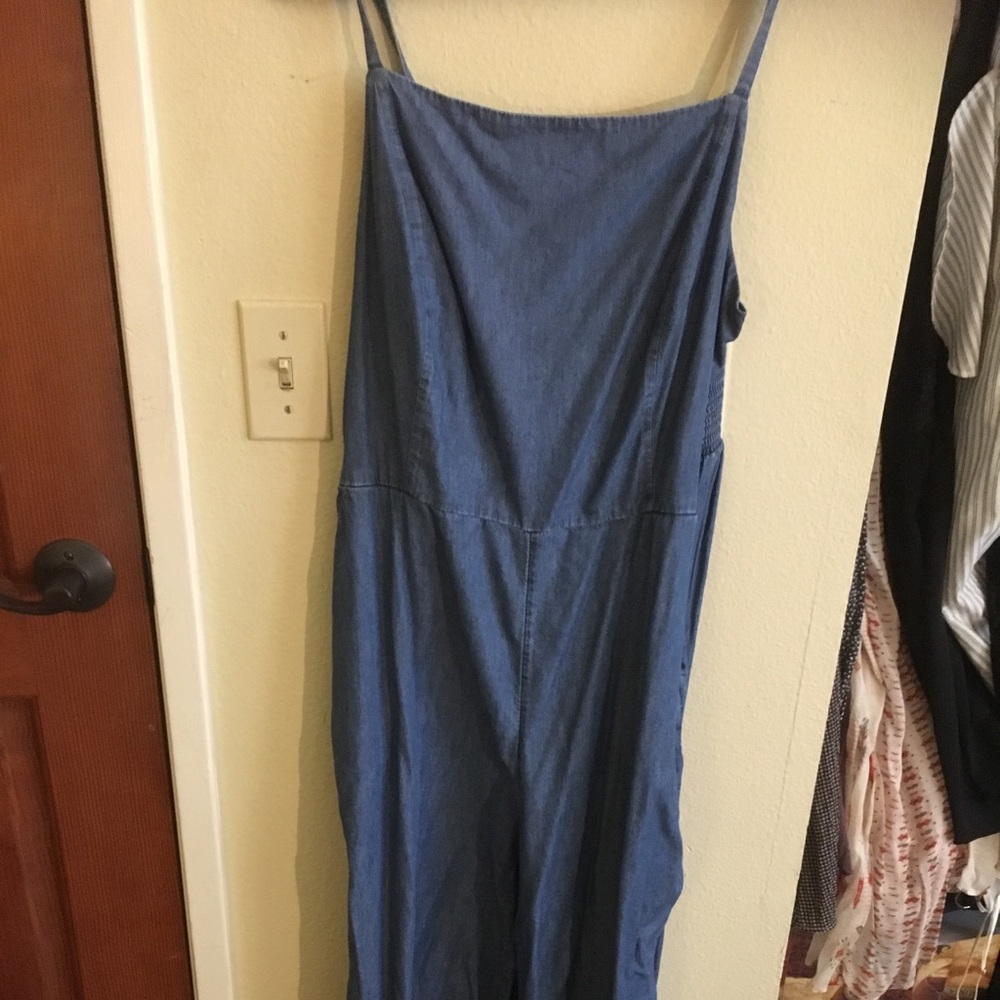 Navy chambray jumpsuit